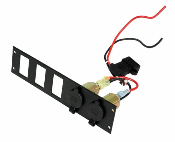 [C-LP2-PS3-2] - DISCONTINUED – 2 Lighter Plug Outlet W/ 3 Switch Cut Outs, 2" Mounting Space