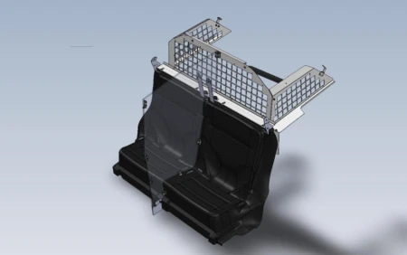 [PS-20UV-OS-DIV-FX] - 2020+ Ford Police Interceptor UV Prisoner Transport System with Center Poly Divider, Officer Safe Seat Belt System and Cargo Partition w/Fire Extinguisher Co…