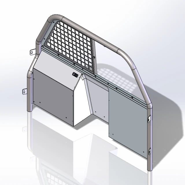 [TP-E-SM3-US-SS] - Sedan Size Bent Frame Partition with Fixed Non-Sliding 50% Poly and 50% Square-Hole Punched Window