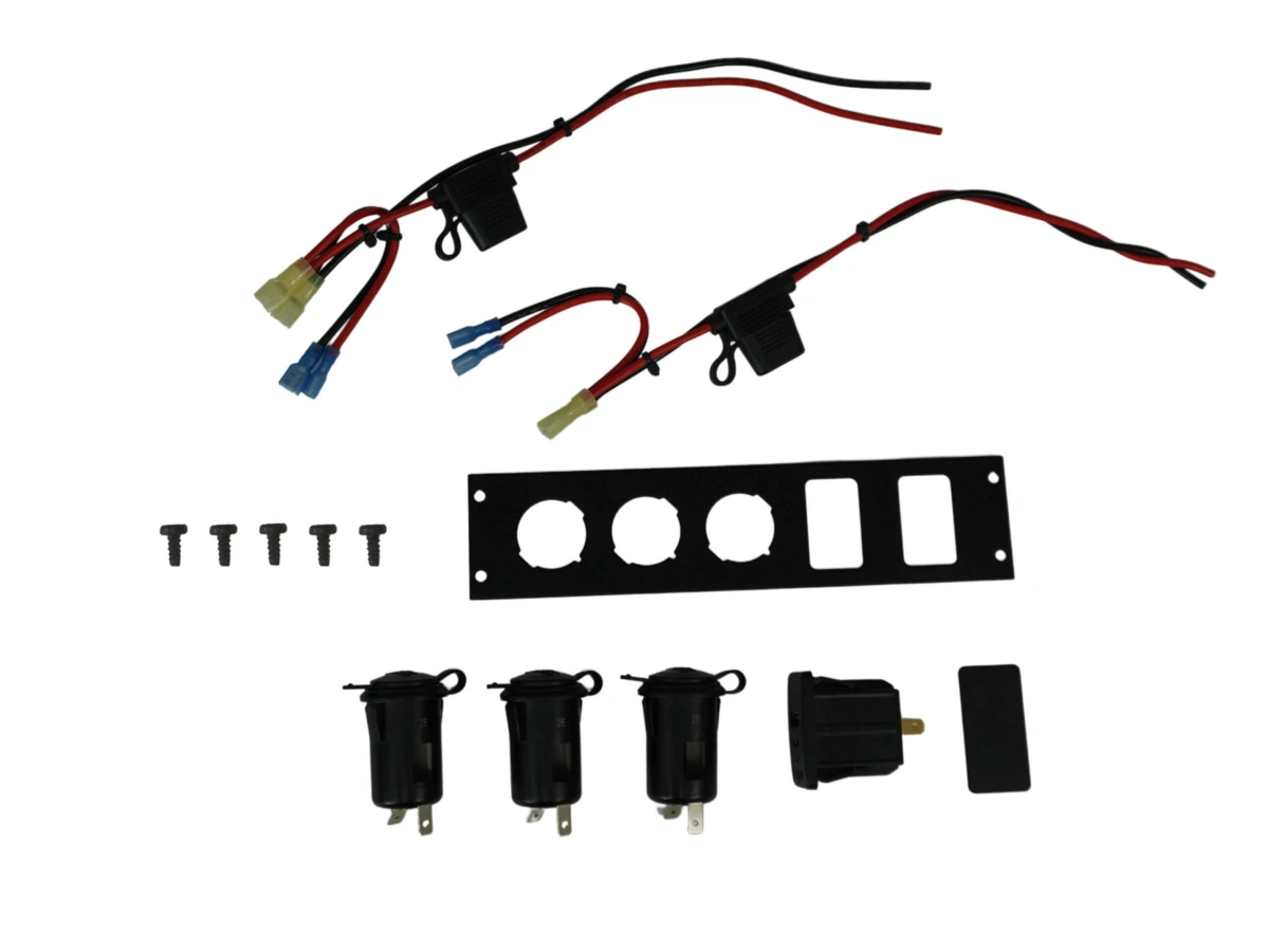[C-LP3-USB-BL1] Console Accessory Bracket Kit with 3 Lighter Plug Outlets,1 USB-C & USB Type A Dual Port Charger and 1 Blanks fo