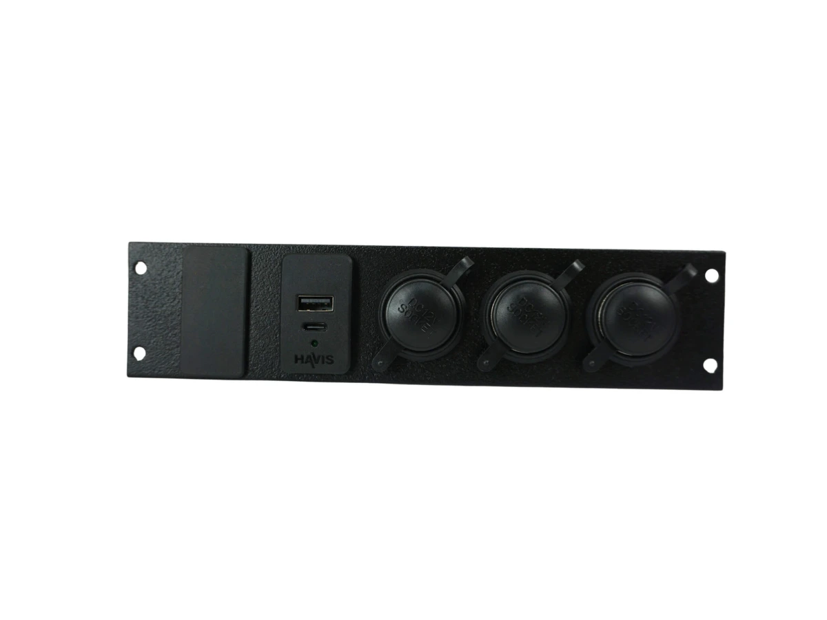 [C-LP3-USB-BL1] Console Accessory Bracket Kit with 3 Lighter Plug Outlets,1 USB-C & USB Type A Dual Port Charger and 1 Blanks fo