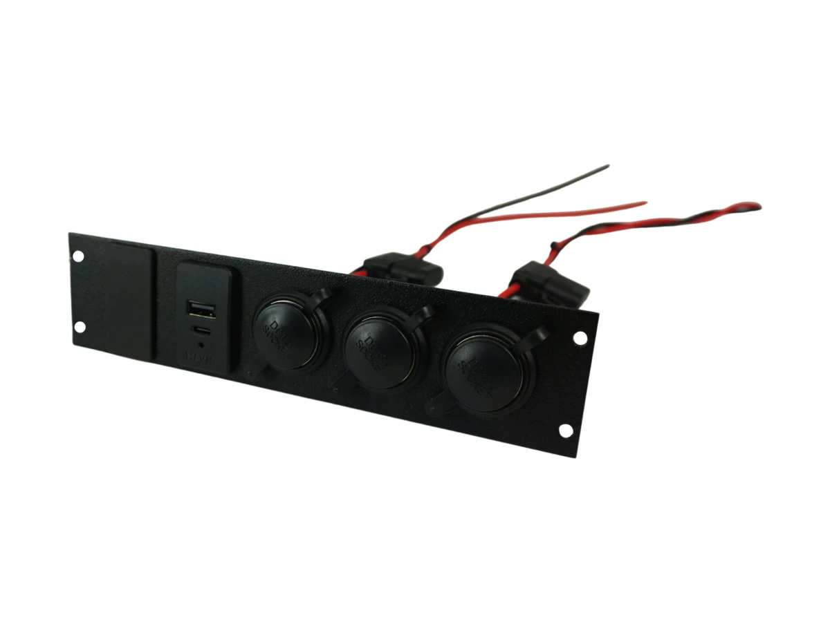 [C-LP3-USB-BL1] Console Accessory Bracket Kit with 3 Lighter Plug Outlets,1 USB-C & USB Type A Dual Port Charger and 1 Blanks fo