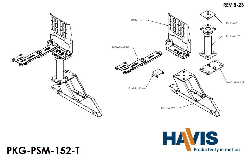 [PKG-PSM-152-T] Standard Tablet Pedestal Mount Package for 2013-2023 Ram 1500 Special Services Police Truck, Tradesman & 1500, 2
