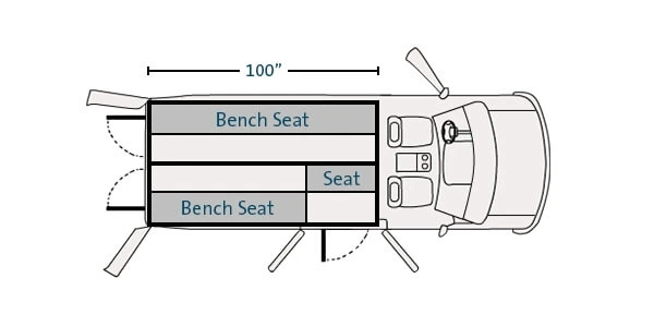 [PT-F04-100-3] - Prisoner Transport Insert For 2015-2024 Ford Transit medium roof standard length 130" WB Cargo Van