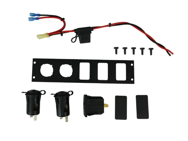 [C-LP2-USB-BL2] Console Accessory Bracket with 2 Lighter Plug Outlets,1 USB-C & USB Type A Dual Port Charger and 2 Blanks for Re