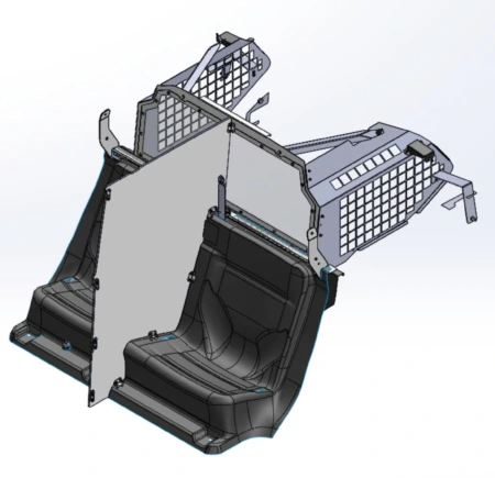 [PS-21TH-OS-DIV-RL] - 2021+ Chevy Tahoe Prisoner Transport System with Center Poly Divider, Officer Safe Seat Belt System and Cargo Partition All Poly Window