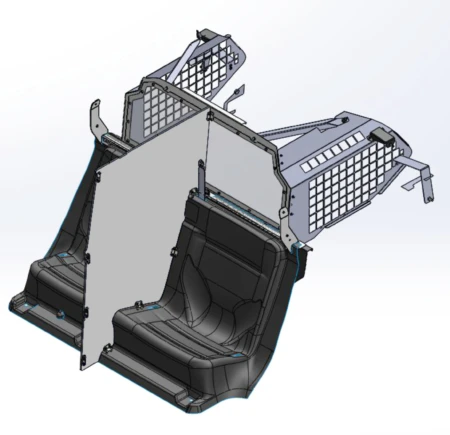 [PS-21TH-OS-DIV-RL] - 2021+ Chevy Tahoe Prisoner Transport System with Center Poly Divider, Officer Safe Seat Belt System and Cargo Partition All Poly Window