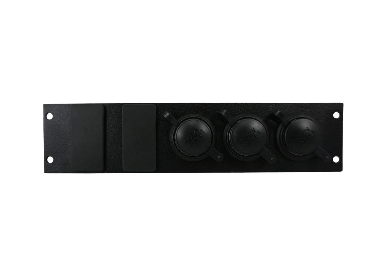 [C-LP3-BL2] Console Accessory Bracket Kit with 3 Lighter Plug Outlets and 2 Blanks for Rectangular Accessories