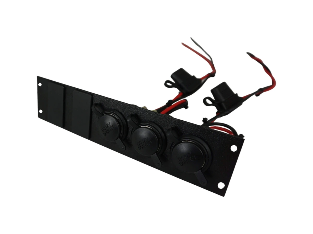 [C-LP3-BL2] Console Accessory Bracket Kit with 3 Lighter Plug Outlets and 2 Blanks for Rectangular Accessories