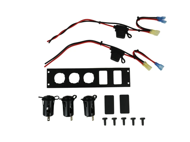 [C-LP3-BL2] Console Accessory Bracket Kit with 3 Lighter Plug Outlets and 2 Blanks for Rectangular Accessories