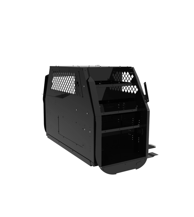 [K9-F23-SDS-3-B] Standard K9 Transport System With Side Door Storage For 2017-2024 Ford F-Series – Black