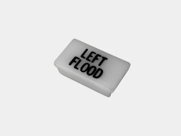[C-LABEL-LEFT-FLOOD] - Standard White Switch Label W/ Black Imprint