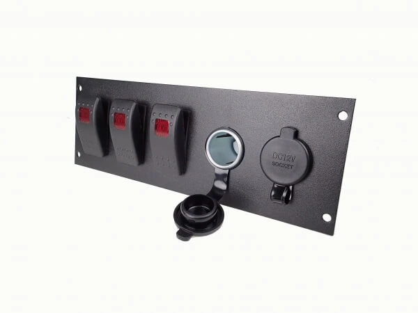 [C-LP2-PS3] - DISCONTINUED – 2 Lighter Plug Outlet W/ 3 Switch Cut Outs, 3" Mounting Space