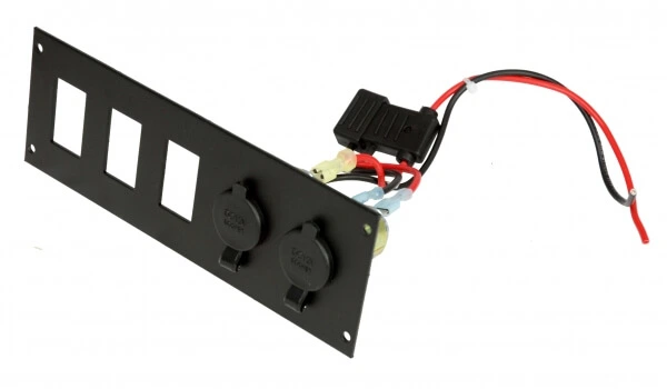 [C-LP2-PS3] - DISCONTINUED – 2 Lighter Plug Outlet W/ 3 Switch Cut Outs, 3" Mounting Space