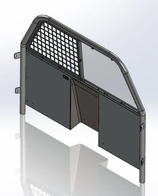 [TP-E-SL3-US-SS] - Universal Sedan Size (53"W) Recessed Partition with Fixed Non-Sliding 50% Poly and 50% Square-Hole Punched Window