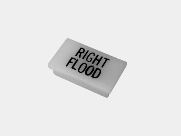 [C-LABEL-RIGHT-FLOOD] - Standard White Switch Label W/ Black Imprint