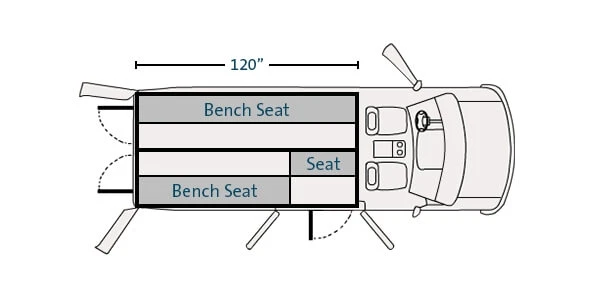 [PT-F05-120-3] - Prisoner Transport Insert For 2015-2024 Ford Transit Low Roof long length 148" WB Cargo Van