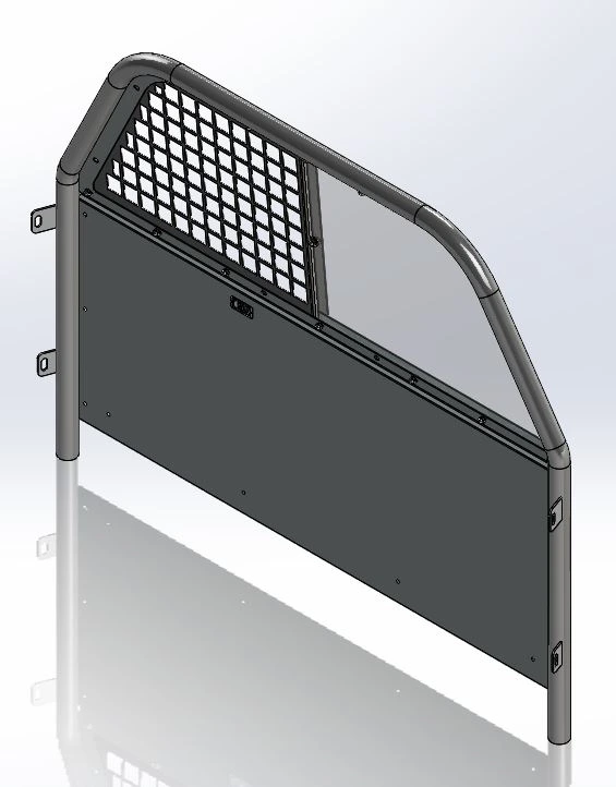 [TP-E-SL3-US-F] - Sedan Size (53"W) Flat Partition with Fixed Non-Sliding 50% Poly and 50% Square-Hole Punched Window