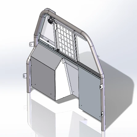 [TP-E-SM6-US-SS] - Sedan Size (53"W) Bent Frame Spacemaker Sliding Window Partition with Square-Hole Punched Window