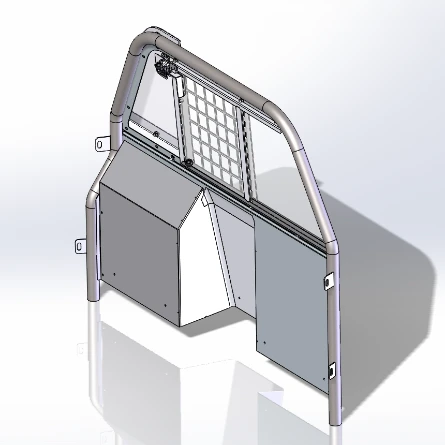 [TP-E-SM6-US-SS] - Sedan Size (53"W) Bent Frame Spacemaker Sliding Window Partition with Square-Hole Punched Window