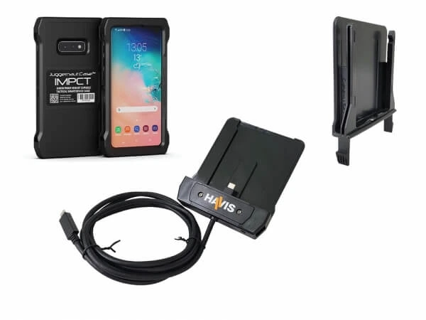 [PKG-PD-101-AGS10E-CGS10E] - DISCONTINUED – Package – Havis Phone Dock with Adapter & Juggernaut.Case IMPCT Smartphone Case – Sa