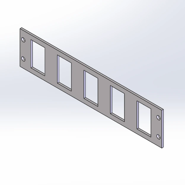 [FP-BLNK2SW5] - 2" Faceplate with Five 1.48 x .85 Rocker Switch Cut-Outs