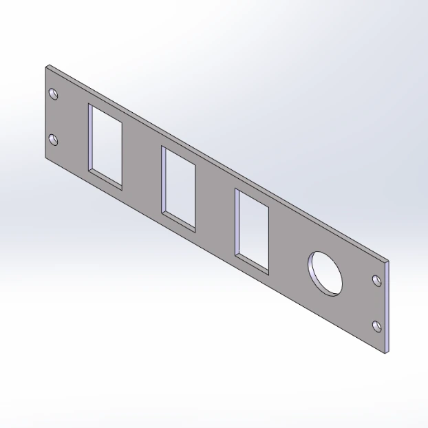 [FP-BL2SW3AP1] - 2" Faceplate with Three 1.48 x .85 Rocker Switches and One DC outlet Hole