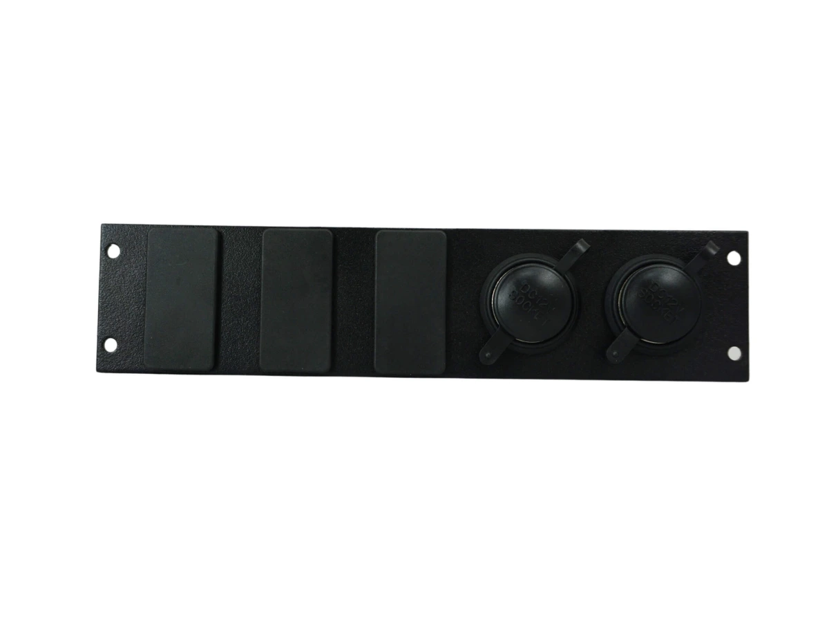 [C-LP2-BL3] Console Accessory Bracket Kit with 2 Lighter Plug Outlets and 3 Blanks for Rectangular Accessories
