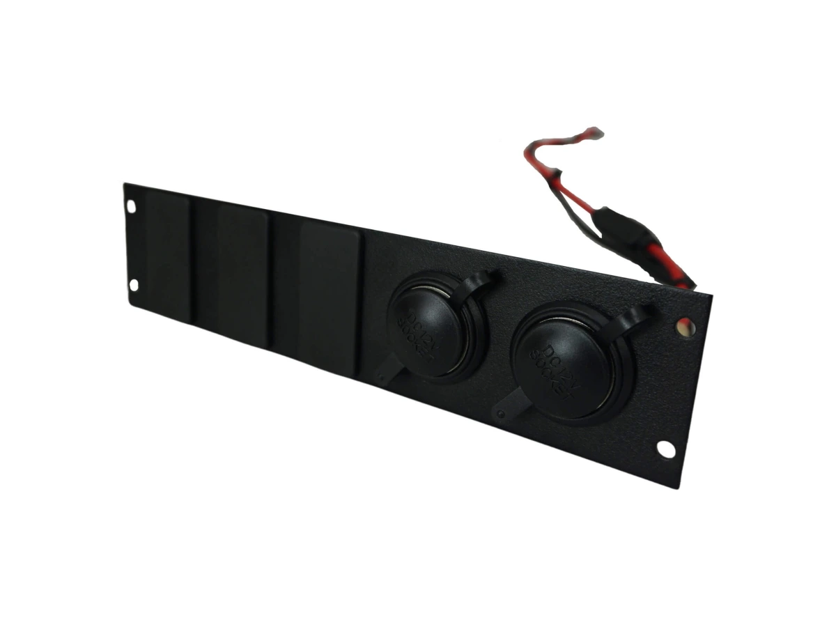 [C-LP2-BL3] Console Accessory Bracket Kit with 2 Lighter Plug Outlets and 3 Blanks for Rectangular Accessories