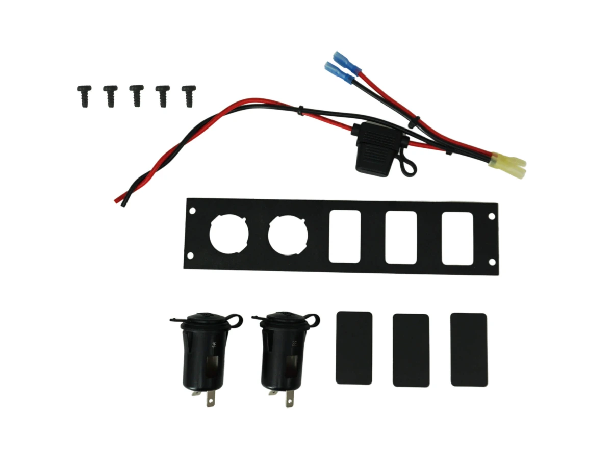[C-LP2-BL3] Console Accessory Bracket Kit with 2 Lighter Plug Outlets and 3 Blanks for Rectangular Accessories