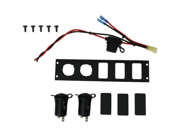 [C-LP2-BL3] Console Accessory Bracket Kit with 2 Lighter Plug Outlets and 3 Blanks for Rectangular Accessories