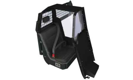 [PS-21F1-SC-OS-WG] - 2021+ Ford F150 Single Cell Kit, Officer Safe Seat Belt System and Cargo Partition with Vertical Window Guard Passenger Side