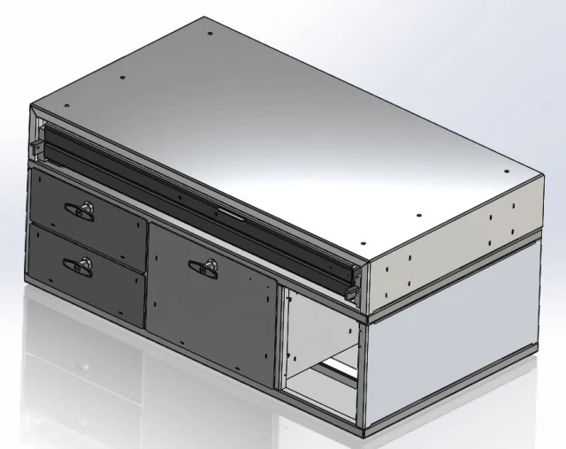 [CP-2SU95-MS1] - Command Post, 39" W x 22" L x 17" H Three Drawer Module with Bottom Map Drawer and Draw-tight Locking Handles
