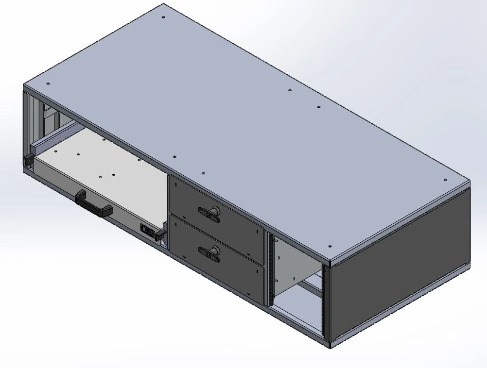 [CP-FS-MW2D-22] - Command Post, 48" W x 22" L x 12" H Storage Drawers with Computer Tray Module with Draw-tight Locking Handles