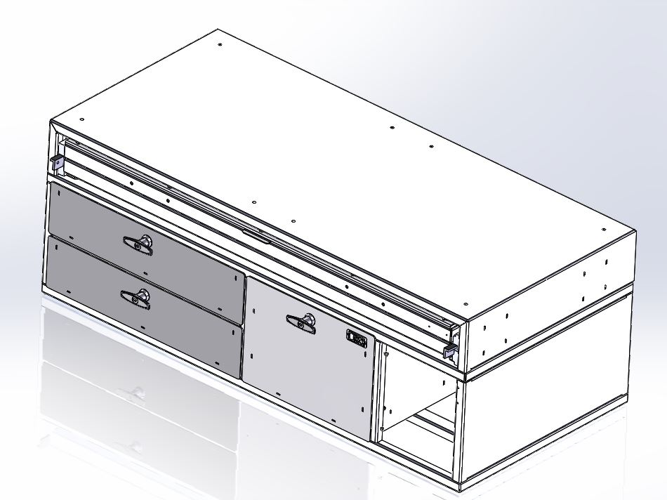 [CP-2SU95-FS1] - Command Post, 48" W x 22" L x 17" H Three Drawer Module with Top Map Drawer and Draw-tight Locking Handles