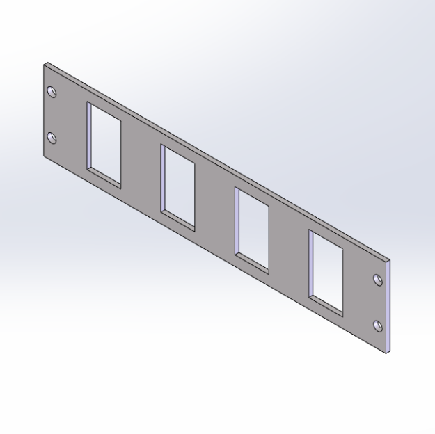 [FP-BLNK2SW4] - 2" Faceplate with Four 1.48 x .85 Rocker Switch Cut-Outs