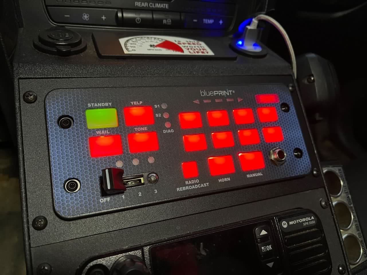 [FP-SO500-R] - 4" Faceplate SoundOff Signal 500 Series bluePRINT Knob Control Panel