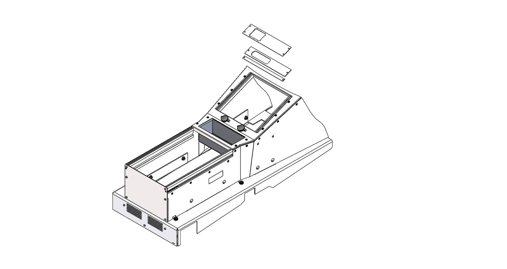 [C-VS-0814-RAM-2] - Vehicle-Specific 22" Angled Console For 2013-2024 Dodge Ram 1500 Special Services Police Truck