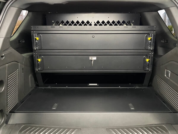 [SBX-PK3-C01-02-256-T2] - Premium 2-Drawer Package with Trunk Trays for 2021-2024 Chevrolet Tahoe with Havis K9-XL or K9-PT