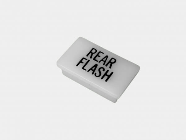 [C-LABEL-R-FLASH] - Standard White Switch Label W/ Black Imprint
