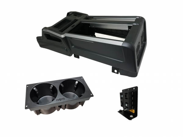 [PKG-VSX-1800-TAH-PM] - Package – Wide VSX Console with Front Printer Mount, Cup Holder and Fuse Block for 2021-2024 Chevrolet T