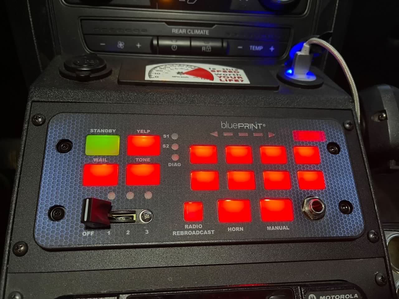 [FP-SO500-R] - 4" Faceplate SoundOff Signal 500 Series bluePRINT Knob Control Panel