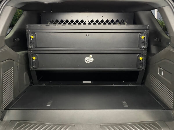 [SBX-PK3-C01-02-257-T2] - Premium 2-Drawer Package with Trunk Trays for 2021-2024 Chevrolet Tahoe with Havis K9-XL or K9-PT